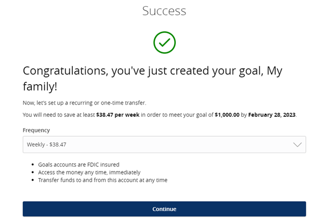 Goal Created Success Screen