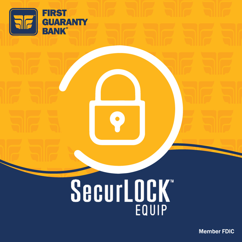 SecurLOCK icon on Yellow and Blue Background
